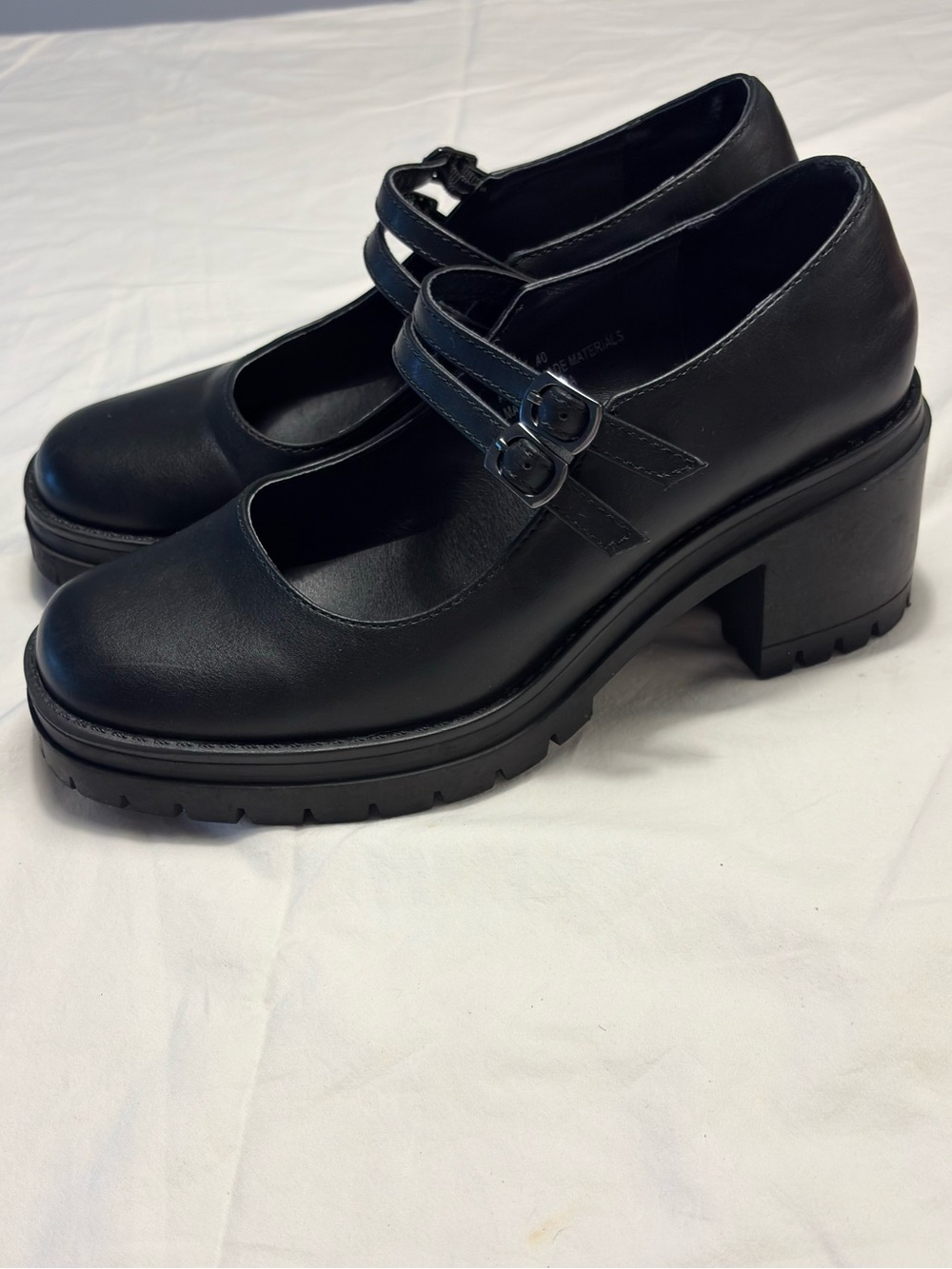 Steve Madden Bubbly Black Double Strap Chunky Mary Jane Platform Heels | Size 10